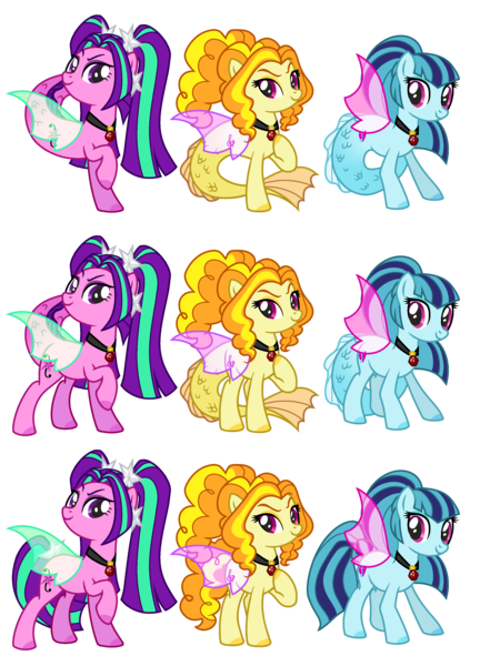 Size: 2245x3118 | Tagged: safe, artist:dazzle, derpibooru import, adagio dazzle, aria blaze, sonata dusk, ponified, pony, siren, alternate design, curly hair, eyebrows, eyeshadow, image, jewelry, looking at you, makeup, necklace, pigtails, png, ponytail, simple background, the dazzlings, transparent background, transparent wings, trio, wings