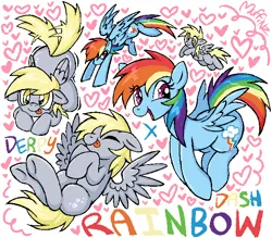 Size: 618x542 | Tagged: safe, artist:muffinz, derpibooru import, derpy hooves, rainbow dash, pegasus, pony, friendship is magic, g4, clusterfuck, duo, female, heart, image, mare, png