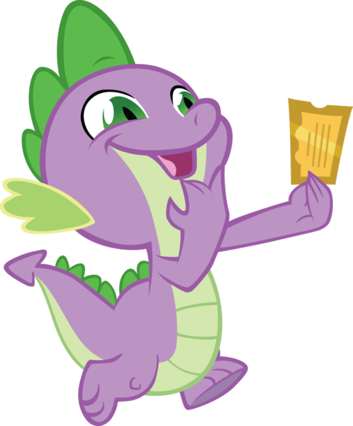 Size: 900x1084 | Tagged: safe, artist:oelderoth, derpibooru import, spike, dragon, g4, the ticket master, gala ticket, image, male, png, simple background, solo, transparent background, vector