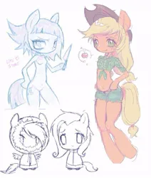 Size: 677x799 | Tagged: safe, artist:ieatedyuripizza, derpibooru import, applejack, anthro, earth pony, flockmod, image, jpeg