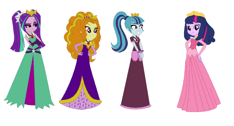 Size: 1320x712 | Tagged: safe, artist:brightstar40k, artist:selenaede, derpibooru import, adagio dazzle, aria blaze, sonata dusk, twilight sparkle, siren, equestria girls, g4, base used, image, png, princess aurora, simple background, sleeping beauty, the dazzlings, white background