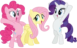 Size: 4852x3000 | Tagged: safe, artist:cloudy glow, derpibooru import, fluttershy, pinkie pie, rarity, g4, putting your hoof down, image, png, simple background, transparent background, vector