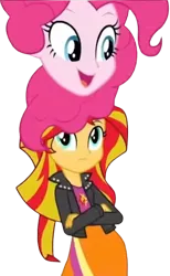 Size: 1550x2520 | Tagged: safe, derpibooru import, edit, edited screencap, editor:homersimpson1983, screencap, pinkie pie, sunset shimmer, human, equestria girls, g4, background removed, duo, duo female, female, image, not a vector, png, simple background, transparent background