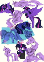 Size: 2048x2909 | Tagged: safe, artist:heartlurch, derpibooru import, twilight sparkle, twilight sparkle (alicorn), alicorn, pony, g4, glasses, image, jpeg, simple background, sweat, white background