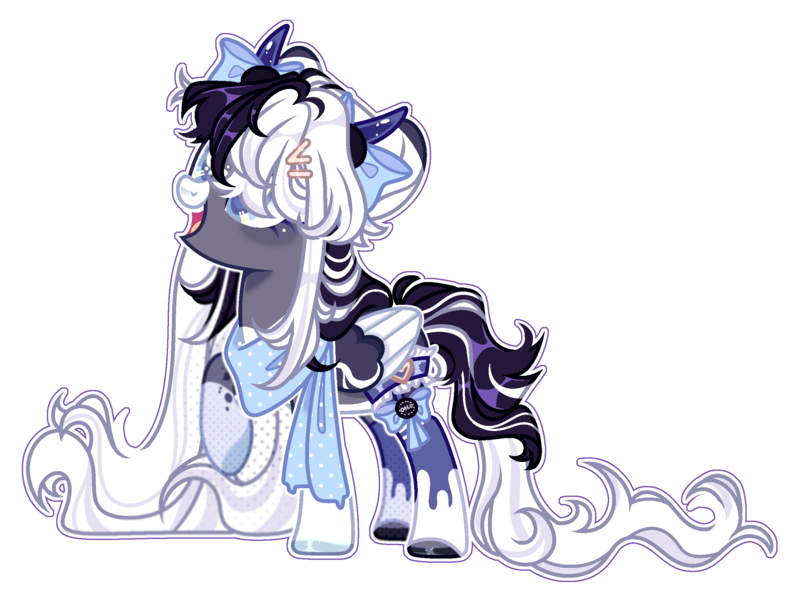 Size: 2490x1868 | Tagged: safe, artist:lavender-bases, derpibooru import, oc, oc:oreo cream, pegasus, pony, clothes, colored wings, female, horns, image, mare, png, scarf, simple background, socks, solo, transparent background, two toned wings, wings