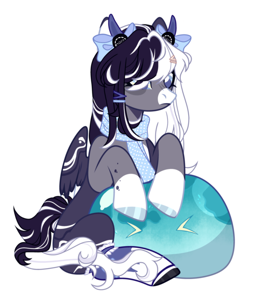 Size: 3736x4112 | Tagged: safe, artist:turk-adopts, derpibooru import, oc, oc:oreo cream, pegasus, pony, female, horns, image, mare, png, simple background, solo, transparent background