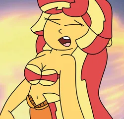 Size: 1000x960 | Tagged: safe, derpibooru import, sunset shimmer, mermaid, equestria girls, g4, bra, clothes, crossover, eyes closed, female, image, mermaidized, ocean, open mouth, pain, png, seashell, seashell bra, solo, solo female, species swap, swimming, the little mermaid, transformation, underwater, underwear, water