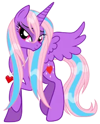 Size: 1961x2421 | Tagged: safe, artist:moondeer1616, derpibooru import, oc, oc:heart sparkle, unofficial characters only, alicorn, pony, g4, female, heart necklace, image, jewelry, mare, necklace, png, simple background, solo, transparent background, wet, wet mane