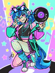 Size: 2056x2739 | Tagged: safe, derpibooru import, vinyl scratch, human, pony, equestria girls, g4, decora, female, gijinka, humanized, image, neon, png, solo