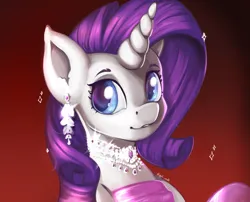 Size: 1859x1500 | Tagged: safe, artist:appleneedle, derpibooru import, rarity, pony, unicorn, bust, clothes, digital art, dress, glam, horn, image, jewelry, jpeg, marilyn monroe, portrait, smiling, sparkles