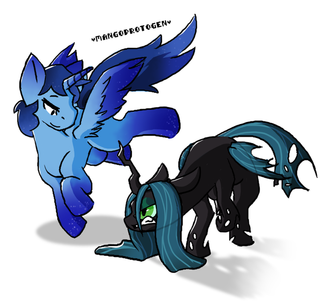 Size: 808x755 | Tagged: safe, derpibooru import, queen chrysalis, oc, oc:blue thunder, alicorn, fight, image, png