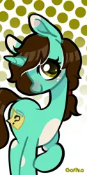 Size: 512x1024 | Tagged: safe, artist:rottengotika, derpibooru import, oc, oc:smushy, unofficial characters only, pony, unicorn, horn, image, png, signature, simple background, solo, sticky, sticky note