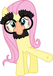 Size: 1024x1448 | Tagged: safe, artist:jessicat0, derpibooru import, fluttershy, pegasus, pony, g4, magical mystery cure, .svg available, female, groucho mask, image, mare, png, simple background, solo, transparent background, vector