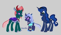 Size: 5096x2924 | Tagged: safe, derpibooru import, pharynx, princess luna, oc, changeling, changepony, hybrid, changeling oc, gray background, image, next generation, offspring, parent:pharynx, parent:princess luna, parents:lunarynx, png, ponysona, simple background