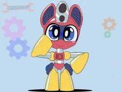 Size: 2000x1500 | Tagged: safe, artist:trackheadtherobopony, derpibooru import, oc, oc:trackhead, pony, robot, robot pony, semi-anthro, chibi, gear, image, png, solo