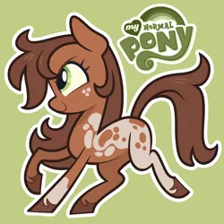 Size: 5000x5000 | Tagged: safe, derpibooru import, oc, unofficial characters only, earth pony, g4, brown mane, freckles, green eyes, hooves, image, markings, natural hair color, png, show accurate, simple background, solo, spots