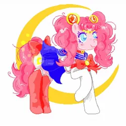 Size: 1280x1280 | Tagged: safe, artist:chckn_mad_world, derpibooru import, pinkie pie, earth pony, pony, g4, anime, boots, clothes, collar, cosplay, costume, female, image, jpeg, moon, pigtails, sailor moon (series), sailor senshi, sailor uniform, shoes, socks, solo, solo female, stockings, thigh highs, twintails, uniform