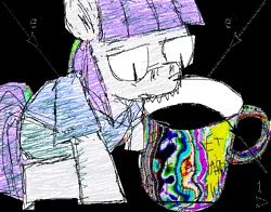 Size: 540x424 | Tagged: safe, artist:y122n20497166, derpibooru import, maud pie, pony, coffee, coffee cup, cup, female, image, mare, png, solo