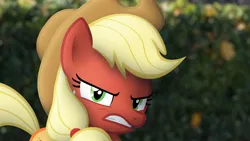 Size: 2048x1152 | Tagged: safe, artist:stormxf3, derpibooru import, applejack, earth pony, pony, angry, gritted teeth, image, irl, jpeg, looking at you, photo, ponies in real life, red face, solo, teeth