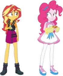 Size: 2105x2520 | Tagged: safe, derpibooru import, edit, edited screencap, editor:homersimpson1983, editor:mrtoonlover83, screencap, pinkie pie, sunset shimmer, human, equestria girls, g4, apron, background removed, clothes, duo, duo female, female, image, not a vector, oven mitts, png