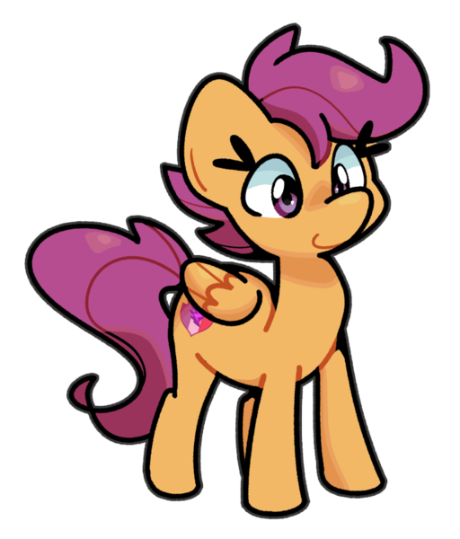 Size: 768x900 | Tagged: safe, artist:kindakismet, derpibooru import, scootaloo, pegasus, pony, g4, folded wings, image, png, simple background, smiling, solo, transparent background, wings