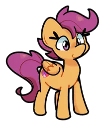 Size: 768x900 | Tagged: safe, artist:kindakismet, derpibooru import, scootaloo, pegasus, pony, g4, folded wings, image, png, simple background, smiling, solo, transparent background, wings