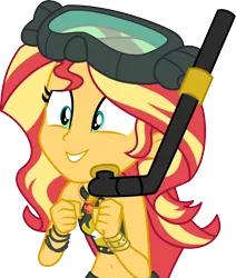 Size: 3000x3532 | Tagged: safe, artist:cloudy glow, derpibooru import, sunset shimmer, equestria girls, equestria girls series, g4, unsolved selfie mysteries, clothes, geode of empathy, image, magical geodes, my little pony equestria girls: better together, png, simple background, snorkel, solo, swimsuit, transparent background, vector