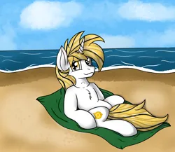 Size: 4206x3649 | Tagged: safe, derpibooru import, oc, oc:srok, unofficial characters only, pony, unicorn, beach, horn, image, ocean, png, sand, sky, solo, water