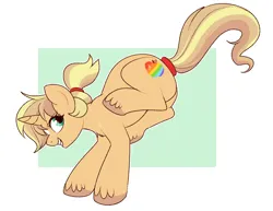 Size: 976x753 | Tagged: safe, artist:lulubell, derpibooru import, oc, unofficial characters only, unicorn, applebucking, fusion, fusion:applejack, fusion:oc:lulubell, horn, image, png, solo