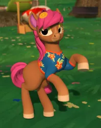 Size: 919x1162 | Tagged: safe, artist:mosssong, derpibooru import, earth pony, pony, 3d, animal crossing, annalise, crossover, eyeshadow, floral print, flower, flower in hair, image, makeup, open pony, png, rearing, second life, solo