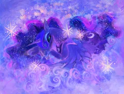 Size: 2048x1565 | Tagged: safe, artist:eyerealm, derpibooru import, princess luna, alicorn, pony, cloud, image, jpeg, lying down, prone, solo