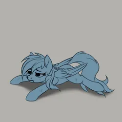 Size: 2000x2000 | Tagged: safe, artist:zetamad, derpibooru import, rainbow dash, pegasus, pony, atg 2024, image, lineart, lying down, newbie artist training grounds, png, solo, tired