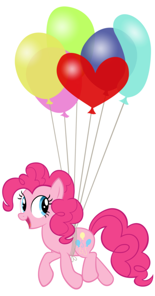 Size: 900x1710 | Tagged: safe, artist:ohitison, derpibooru import, pinkie pie, earth pony, pony, g4, it's about time, balloon, female, floating, image, looking to the right, mare, open mouth, png, sideways glance, simple background, solo, then watch her balloons lift her up to the sky, transparent background, vector