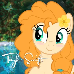 Size: 1024x1024 | Tagged: safe, derpibooru import, pear butter, pony, g4, the perfect pear, album, album cover, cute, female, image, png, smiling, solo, taylor swift