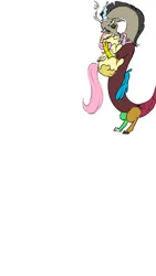 Size: 1080x1920 | Tagged: safe, artist:eversowillow, derpibooru import, discord, fluttershy, draconequus, pegasus, pony, cuddling, discoshy, duo, female, holding a pony, image, jpeg, male, mare, shipping, simple background, straight, white background