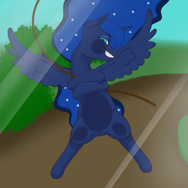 Size: 2000x2000 | Tagged: safe, artist:zettaidullahan, derpibooru import, princess luna, alicorn, pony, against glass, belly button, featureless crotch, female, glass, image, looking at you, mare, png, solo