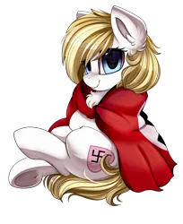 Size: 1774x2174 | Tagged: safe, artist:pridark, edit, oc, oc:aryanne, unofficial characters only, earth pony, pegasus, pony, commission, earth pony oc, female, image, mare, nazi, nazi flag, pegasus oc, png, simple background, smiling, solo, swastika, transparent background, wings