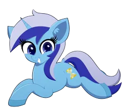 Size: 2202x1881 | Tagged: safe, artist:maretian, artist:scandianon, derpibooru import, minuette, pony, unicorn, colored hooves, colored pupils, female, hooves, horn, image, looking at you, lying down, mare, png, prone, simple background, smiling, smiling at you, transparent background