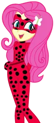 Size: 702x1586 | Tagged: safe, artist:nicholasclavier, derpibooru import, fluttershy, human, equestria girls, g4, crossover, image, ladybug (miraculous ladybug), miraculous ladybug, open mouth, open smile, png, purse, smiling, solo