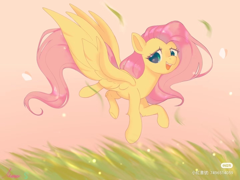 Size: 1440x1080 | Tagged: safe, artist:meteor s, derpibooru import, fluttershy, pegasus, pony, g4, flying, grass, grass field, image, jpeg, red little book source