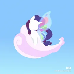 Size: 1080x1080 | Tagged: safe, artist:meteor s, derpibooru import, rarity, pony, unicorn, g4, artificial wings, augmented, cloud, gossamer wings, horn, image, jpeg, magic, magic wings, no face, on a cloud, red little book source, sky, standing on a cloud, wings