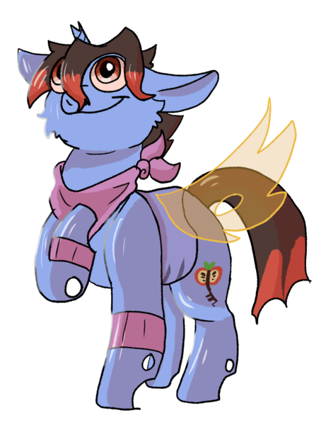 Size: 817x1080 | Tagged: safe, artist:zaidadrawz, derpibooru import, oc, oc:key ti, unofficial characters only, changeling, hybrid, pony, bandana, big smile, changeling hybrid, female, head fluff, hoof on chest, horn, image, insect wings, key, looking up, mare, png, simple background, solo, transparent background, transparent wings, two toned hair, wings