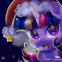 Size: 1080x1080 | Tagged: safe, artist:meteor s, derpibooru import, twilight sparkle, pony, g4, blush sticker, blushing, breathing, christmas, clothes, cute, hat, holiday, horn, image, jpeg, red little book source, santa hat, scarf, solo, striped scarf, twiabetes