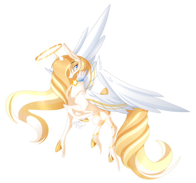 Size: 4090x3813 | Tagged: safe, artist:darkjillmlp123, derpibooru import, oc, oc:golden stars, pegasus, pony, concave belly, female, halo, image, large wings, long mane, long tail, mare, png, simple background, slender, solo, tail, thin, transparent background, wings