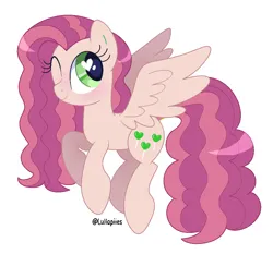 Size: 1054x1028 | Tagged: safe, artist:lullapiies, derpibooru import, oc, oc:lullapie, pegasus, pony, female, heart, heart eyes, image, mare, one eye closed, png, solo, wingding eyes, wink