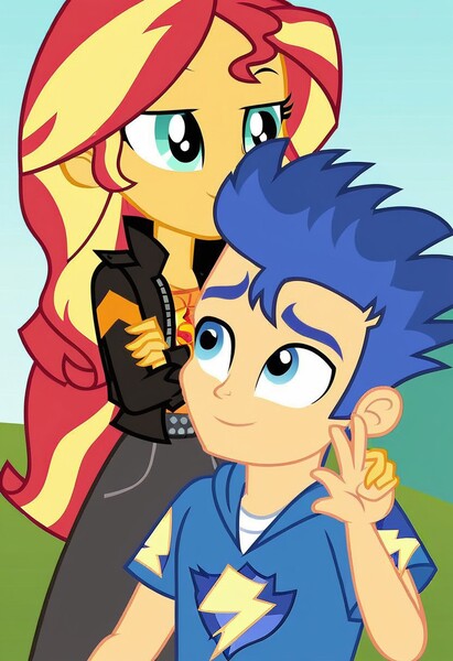 Size: 832x1216 | Tagged: safe, derpibooru import, flash sentry, sunset shimmer, equestria girls, g4, female, flashimmer, image, jpeg, male, shipping, straight