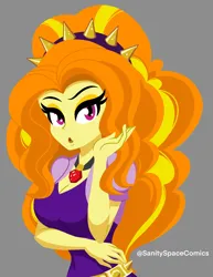 Size: 1583x2048 | Tagged: safe, artist:sanityspacecomics, derpibooru import, adagio dazzle, human, equestria girls, g4, :o, breasts, busty adagio dazzle, cleavage, female, gray background, half body, image, my little pony equestria girls: rainbow rocks, open mouth, png, simple background, solo