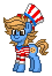 Size: 180x264 | Tagged: safe, derpibooru import, oc, oc:blue cookie, unofficial characters only, earth pony, pony, 4th of july, clothes, earth pony oc, hat, holiday, image, independence day, male, patriotic, patriotism, photo, png, shirt, simple background, solo, stallion, united states