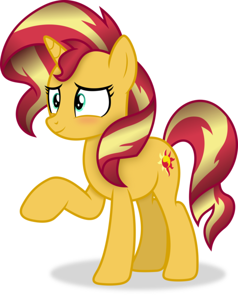 Size: 3147x3893 | Tagged: safe, artist:anime-equestria, derpibooru import, sunset shimmer, pony, unicorn, g4, blushing, female, horn, image, mare, png, simple background, smiling, solo, transparent background, vector