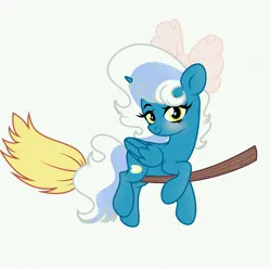 Size: 6890x6890 | Tagged: safe, artist:riofluttershy, derpibooru import, oc, oc:fleurbelle, unofficial characters only, alicorn, pony, alicorn oc, blushing, bow, broom, female, flying, flying broomstick, hair bow, horn, image, jpeg, mare, simple background, smiling, solo, white background, wings, yellow eyes